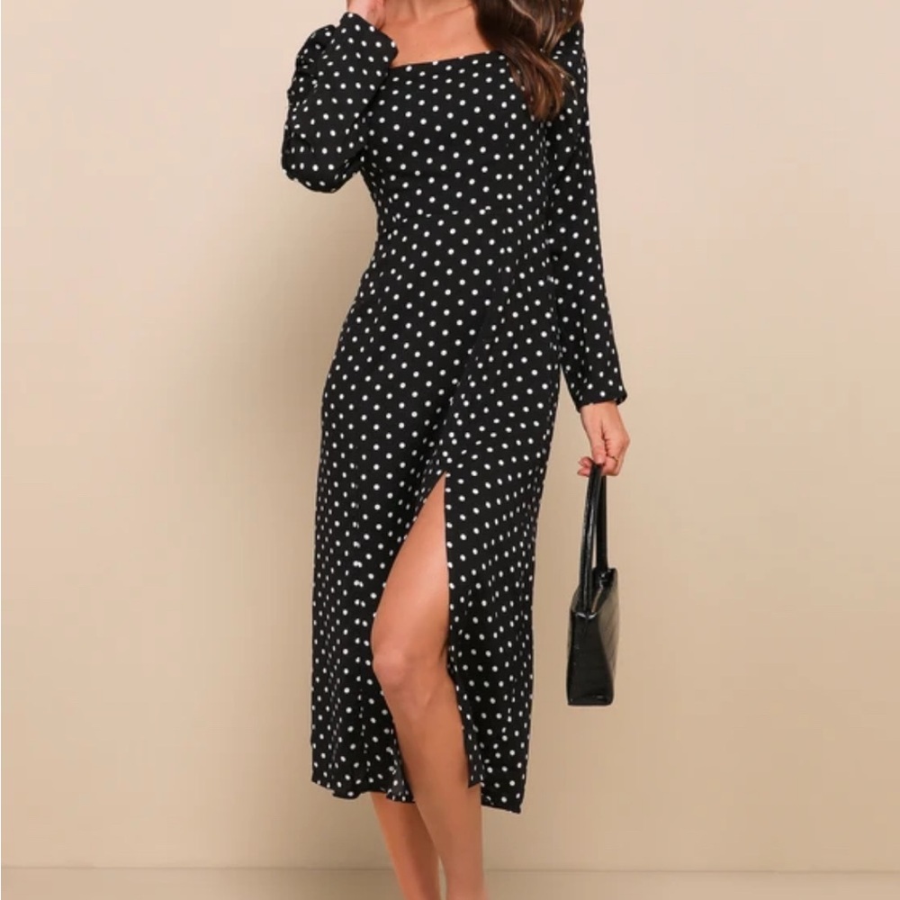 Elegant Black Polka Dot Dress